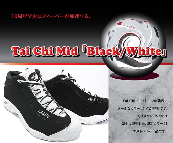 送料無料 AND1 Tai Chi Mid(Black/White)